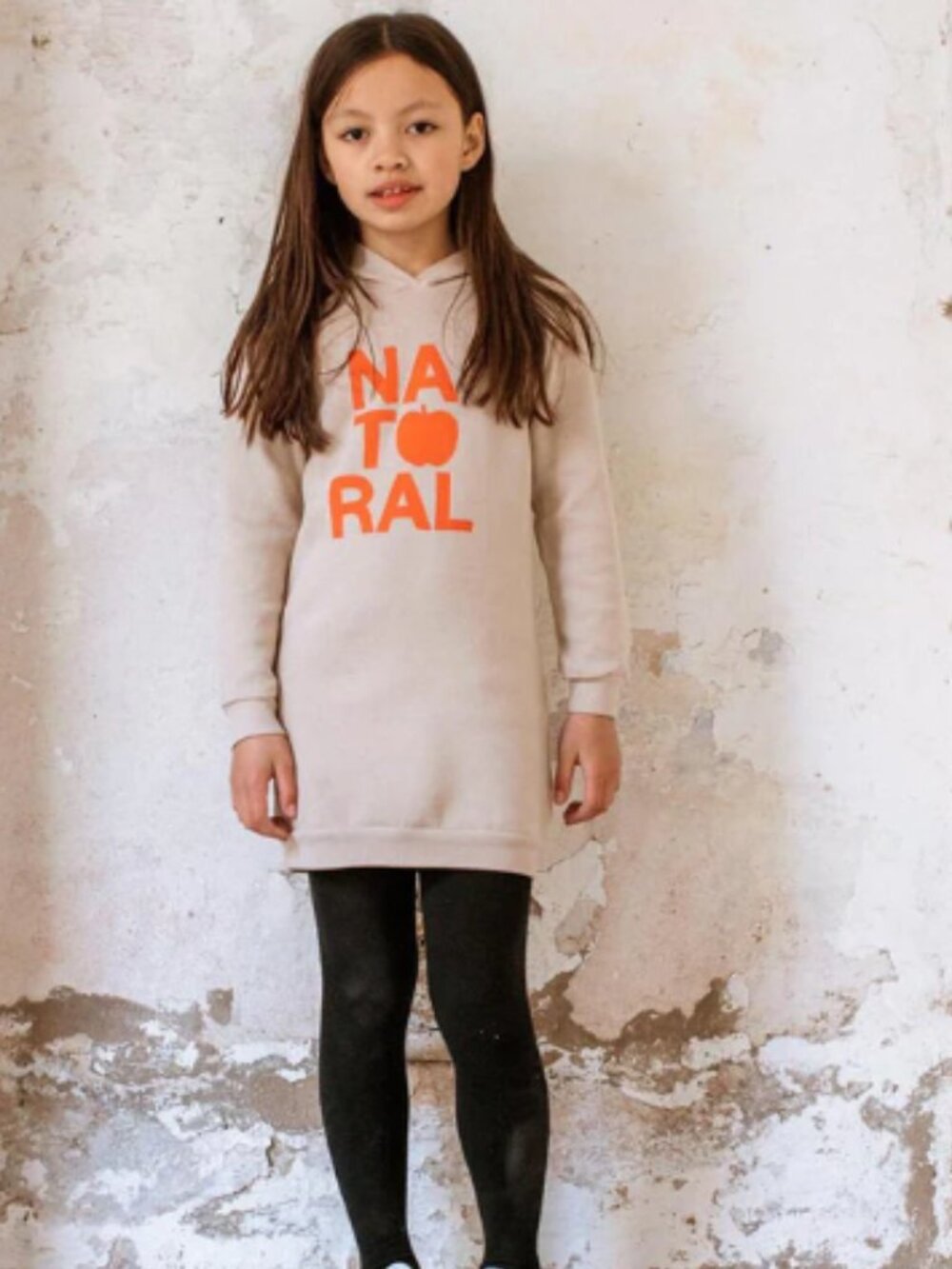 Picnik Barcelona Natural Stone Hooded DRESS Size 8 Girls Organic Cotton